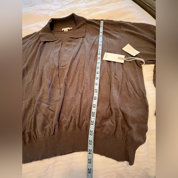 Good American Women's Sheer Collared Henley Top - Picture 2 of 9